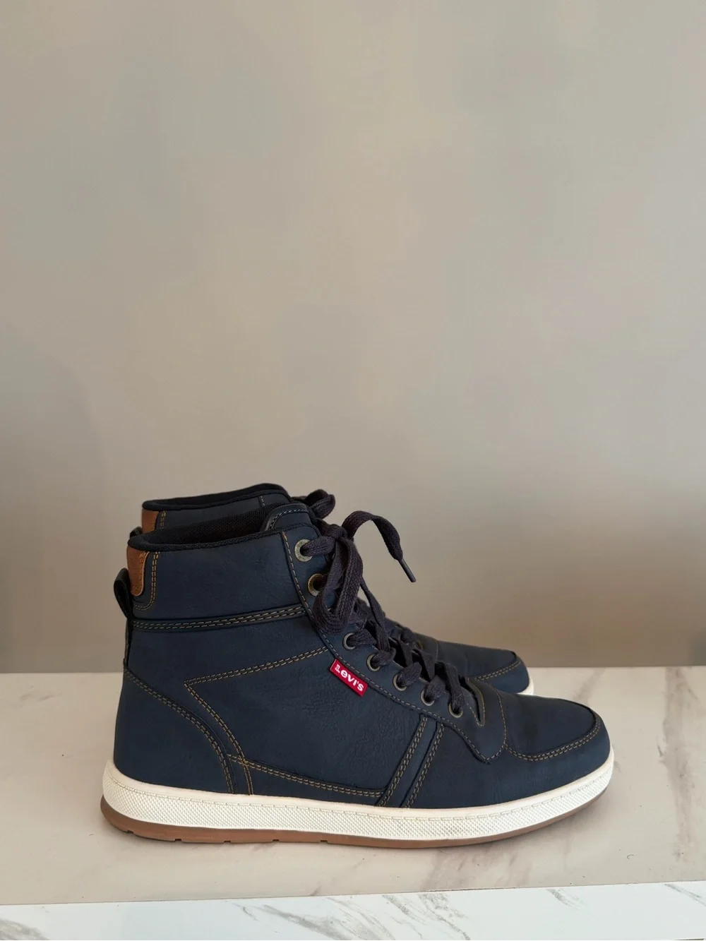 Levi’s Stanton Waxed UL Men's High-Top Sneakers Navy Blue Size 8